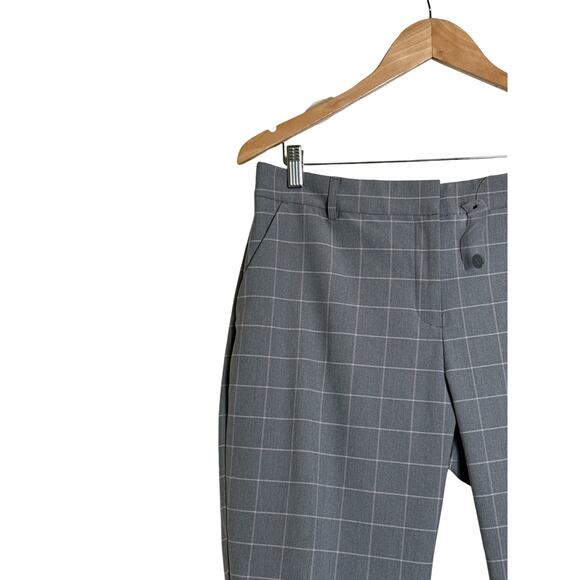 Express Columnist Women’s Ankle Pants – Gray Windowpane Plaid, Stretch, Size 12R - Picture 3 of 9